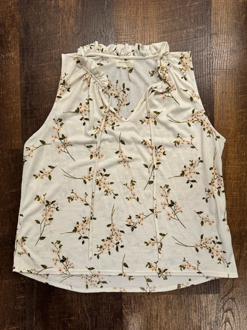 Melloday ivory floral tank sleeveless tank top